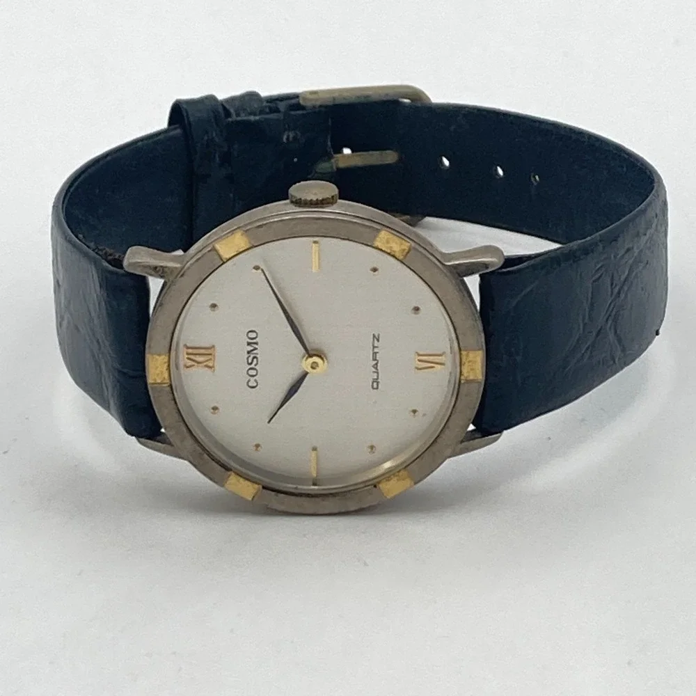 Vintage Cosmo Unisex Watch 33mm Gold Silver Tone Mens Womens New Battery 8.5